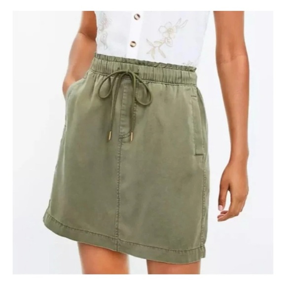 Loft Olive Green Drawstring Mini Skirt - Picture 1 of 9
